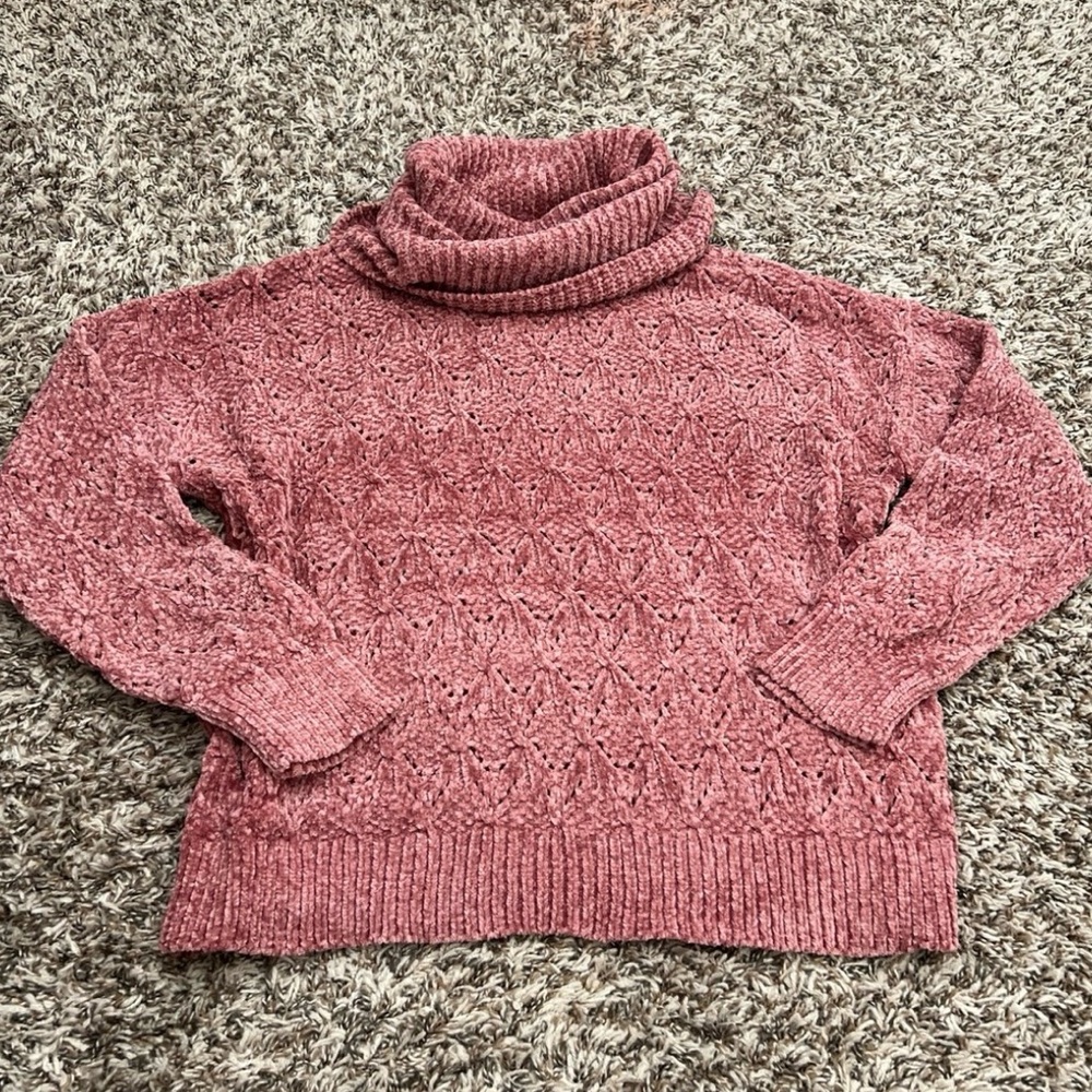 Mauve Chenille Turtleneck Sweater - Picture 4 of 11